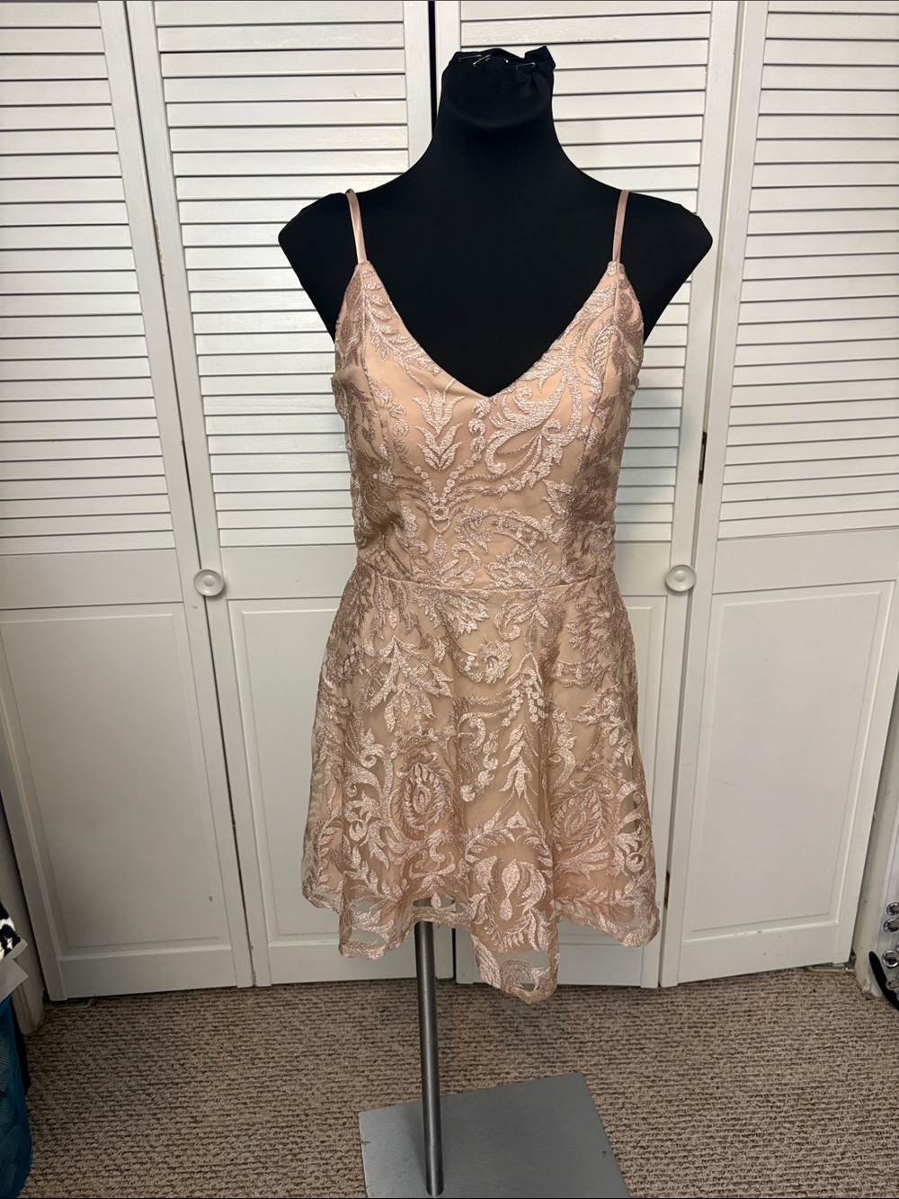 Speechless Blush Embroidered V‑Neck Mini Dress Size 11